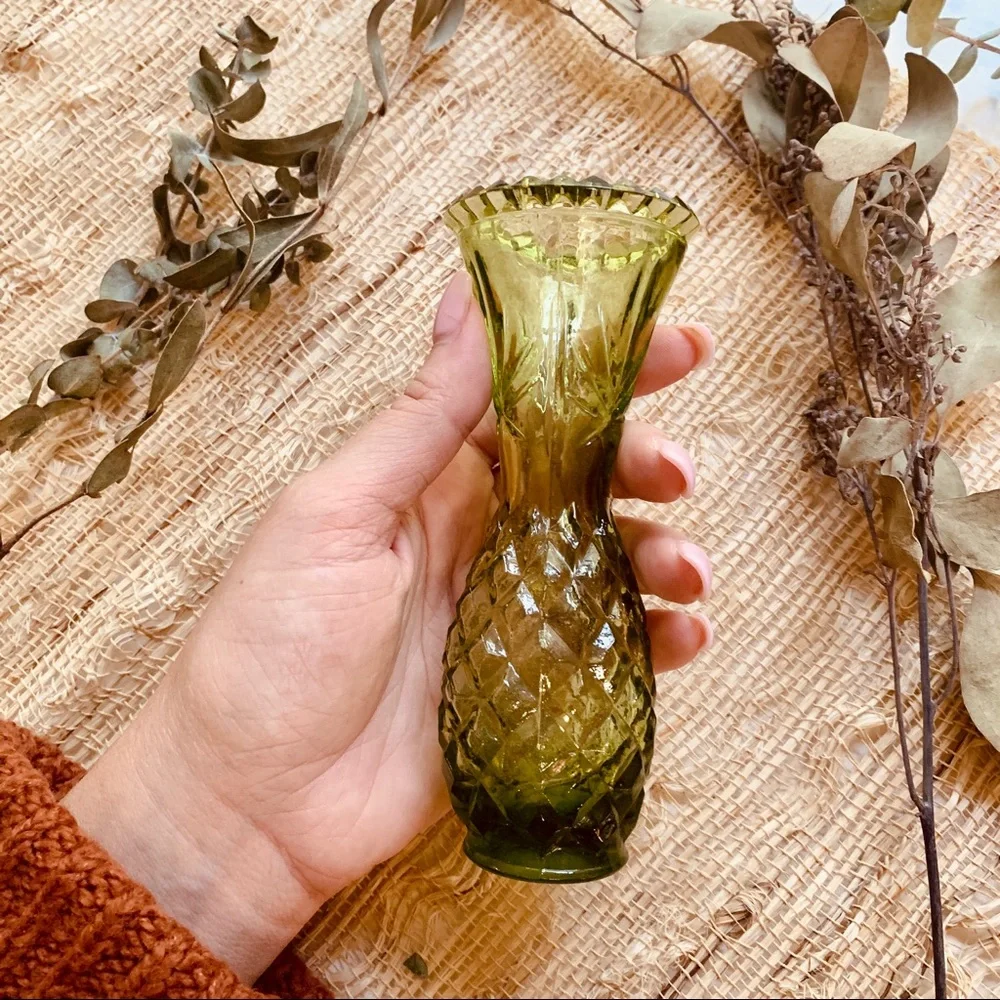 Vintage Green Glass Vase - Picture 2 of 6